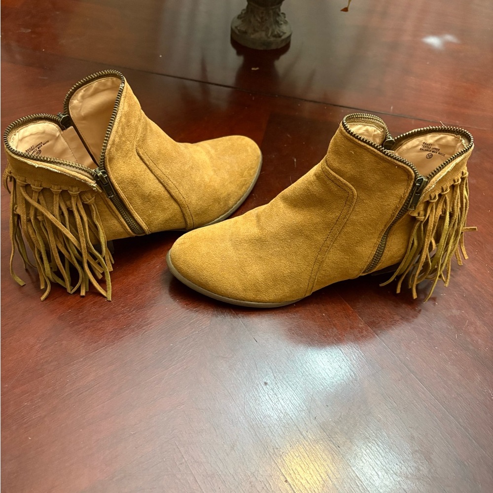 Stylish Tan Fringe Ankle Booties